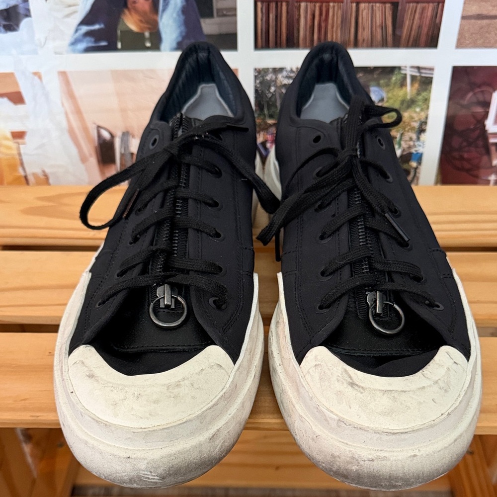 Y-3 Black Low-Top Sneakers with White Toe Cap